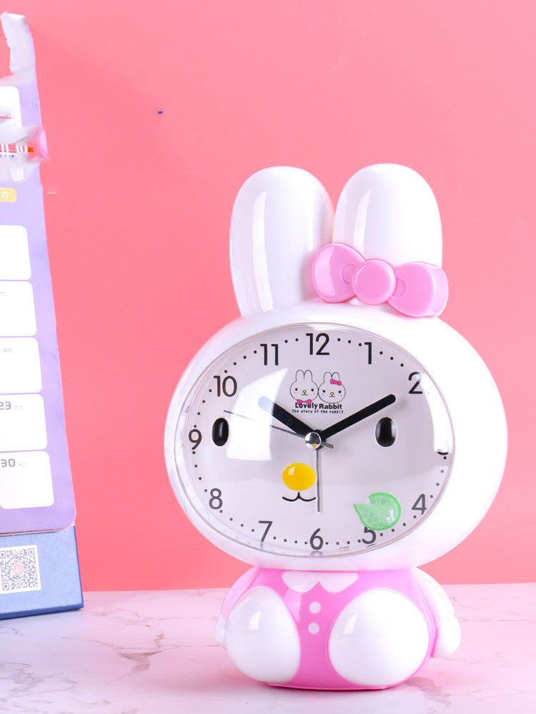 Cute Cartoon Stereo Dual Music Alarm Clock Mute Sweep Second Snooze Night Light