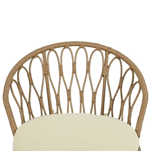 Outdoor Leisure Set, 2 Rattan Single Chairs with A Glass Round Table,