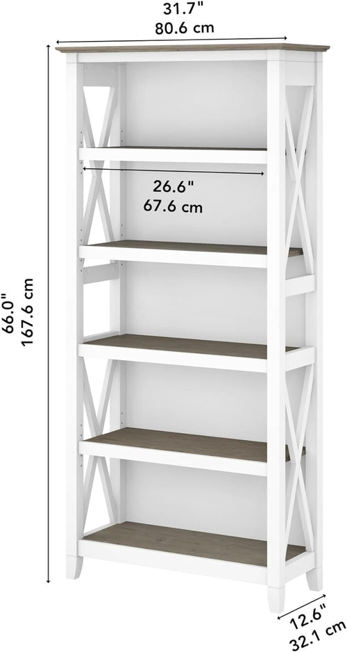 Bush Furniture BSH24470221 Key West 5-Shelf 66-Inch H Bookcase,