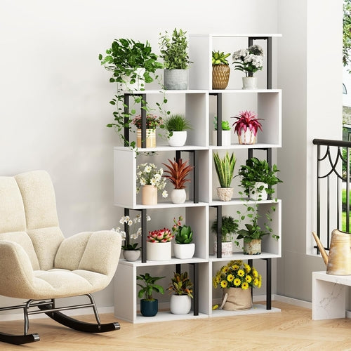 Five Tier Bookshelf White Bookcase Living Room Furniture