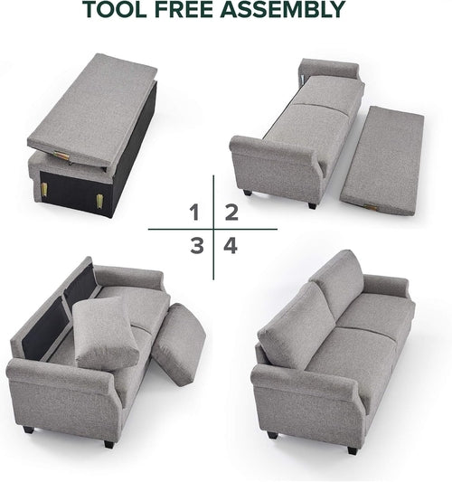 Gray Sofa Easy Assembly Modern Living Room Furniture