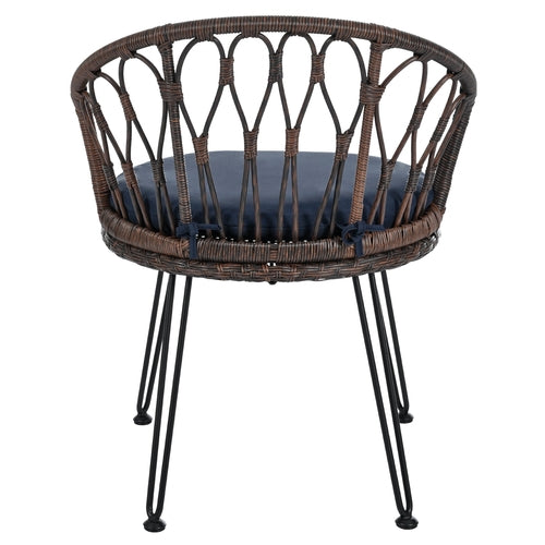 Outdoor Leisure Set, 2 Rattan Single Chairs with A Glass Round Table,