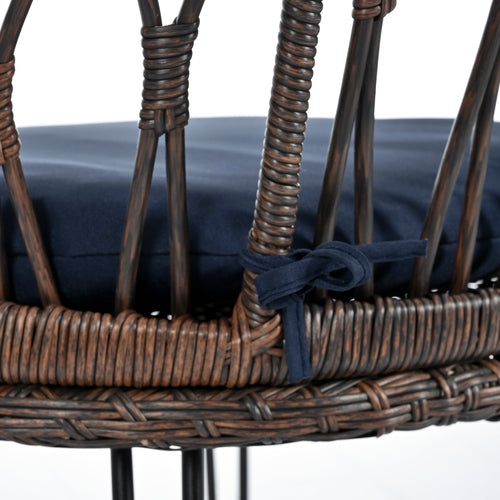 Outdoor Leisure Set, 2 Rattan Single Chairs with A Glass Round Table,