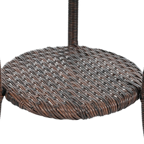 Outdoor Leisure Set, 2 Rattan Single Chairs with A Glass Round Table,